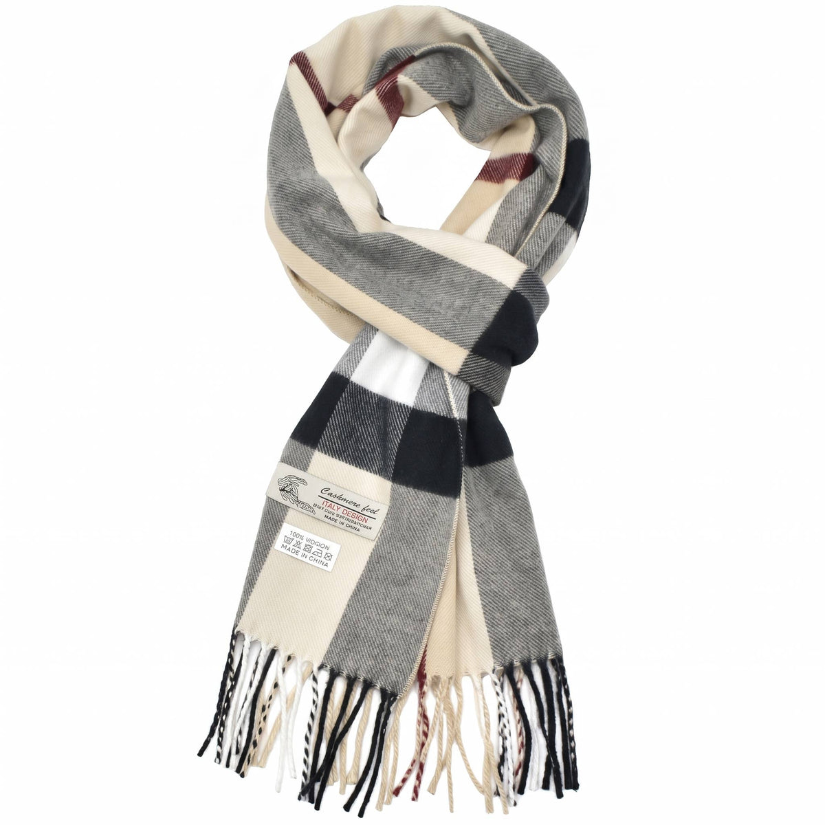 Winter Cashmere Feel Soft Plaid Stripe Scarf Muffler