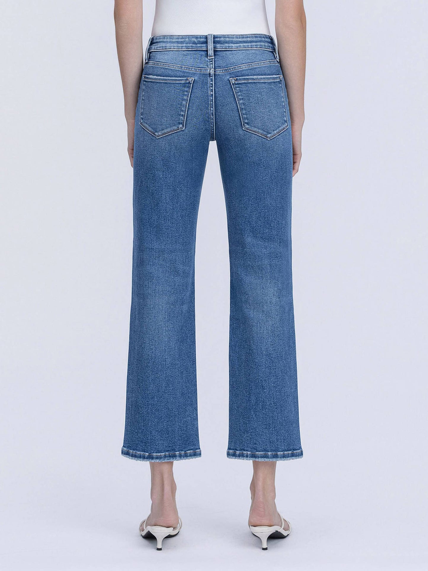 Mid Rise, Ankle Length Comfort Stretch Jeans - Medium Dark Wash
