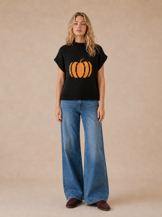 LAST CHANCE - HALLOWEEN PUMPKIN SLEEVELESS SWEATER