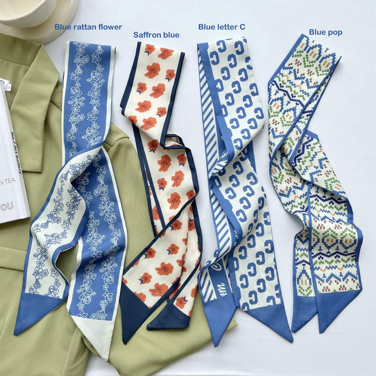 NARROW AND LONG FLOWER SCARF