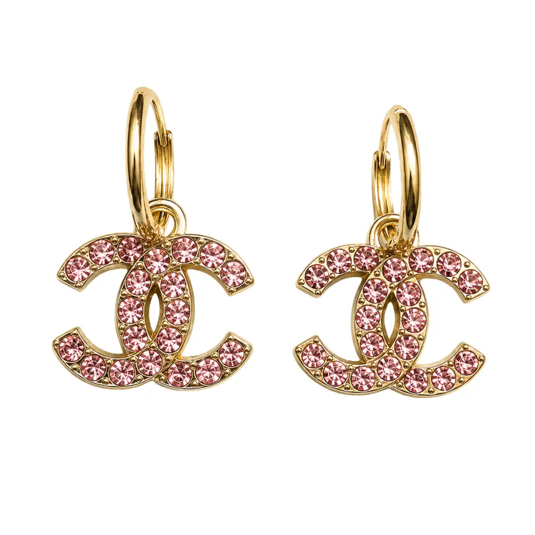 14k Gold Upcycled Chanel Pink Earrings