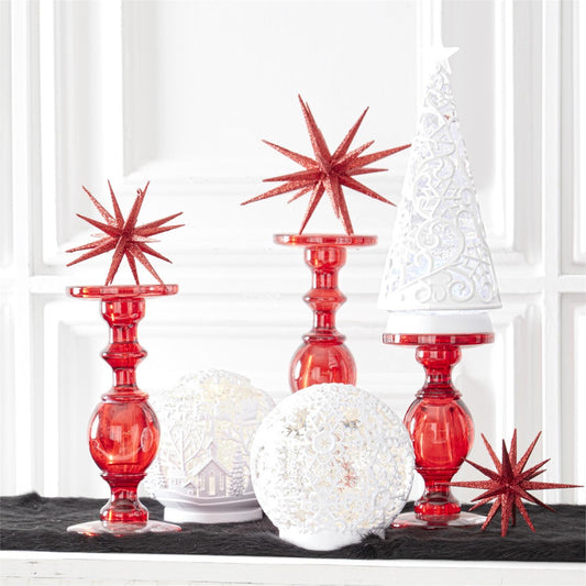 Set of 3 Transparent Glass Taper/Pillar Candleholders