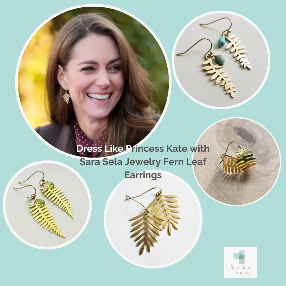 Brass Fern Leaf & Watermelon Tourmaline Dangle Earrings