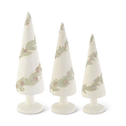 Woodgrain Trees w/Pinecone Garland - Large