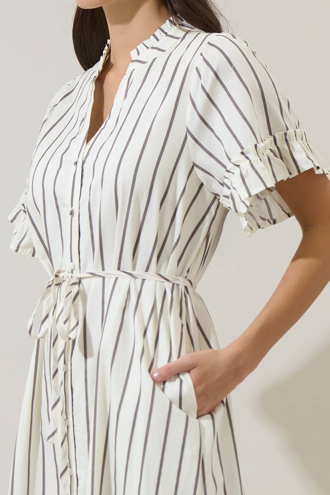 Kamara Striped Alna Button Up Midi Dress