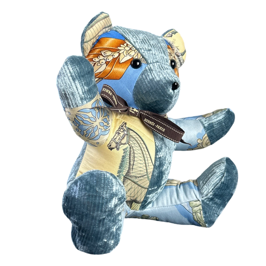 Vintage Hermes Silk Scarf Patchwork Teddy Bear