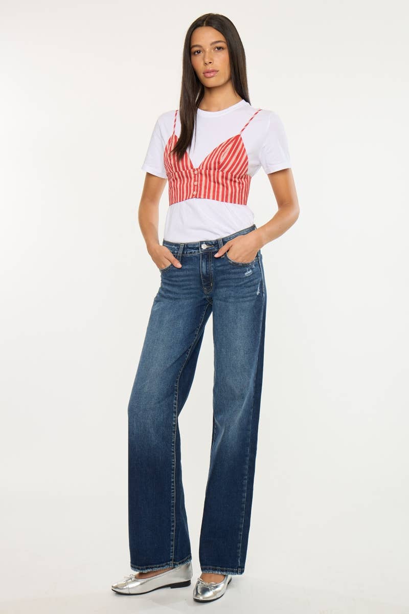 MID RISE WIDE LEG JEANS