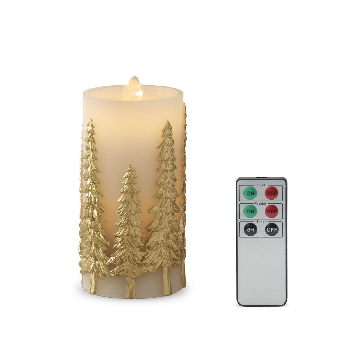 Gold Embossed Trees 7.75" LED Water Candle w/Timer