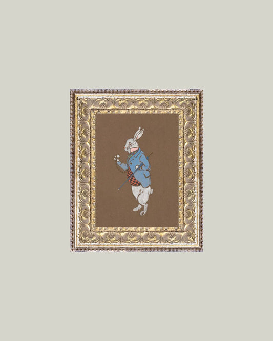White Rabbit Framed Antique Art