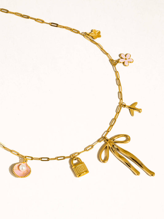 Tyla 18K Gold Non-Tarnish Bow Charm Necklace