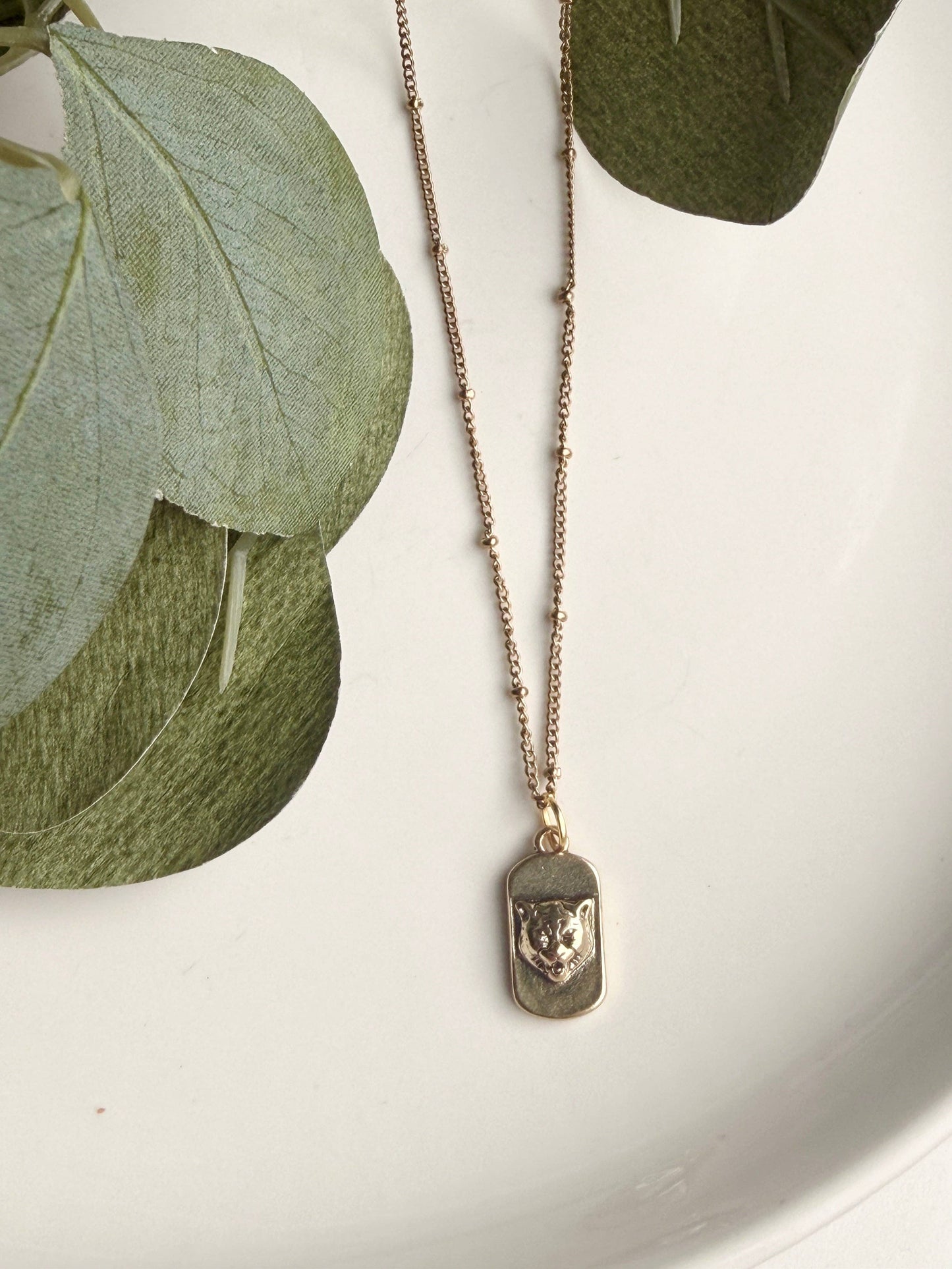 Upcycled Gucci Tiger Pendant Necklace