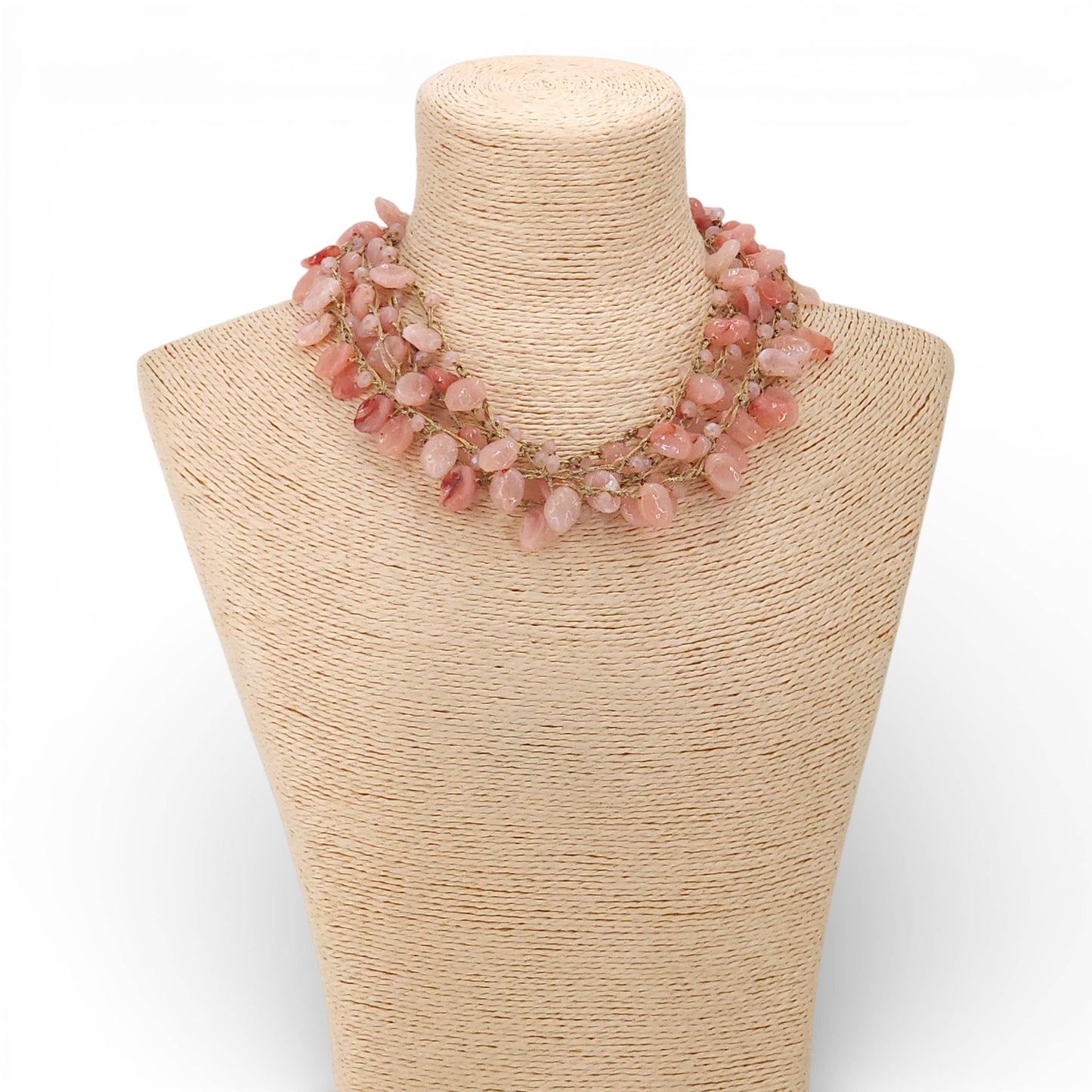 Pink Beaded Collar Necklace | Coastal Statement Jewelry