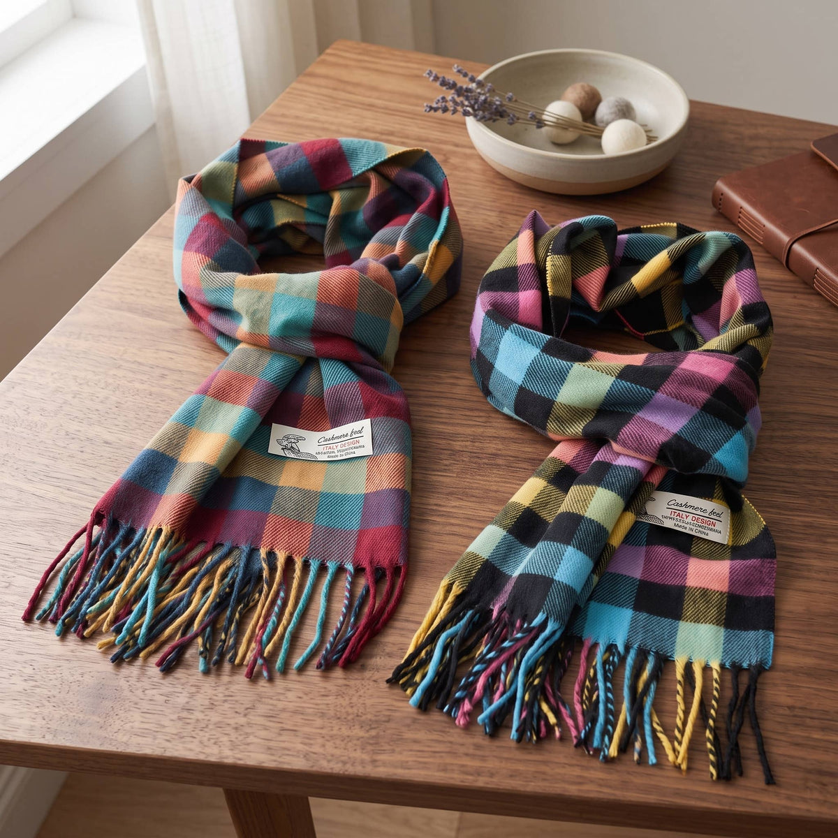 Winter Scarf Colorful Plaid Soft Cashmere Feel Muffler