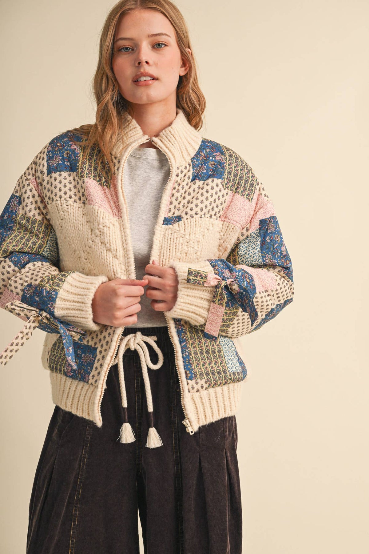MIXED MEDIA PATCH PRINT JACKET