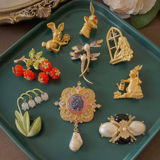 Baroque Metal Enamel Brooch Vintage Palace Badge Pin