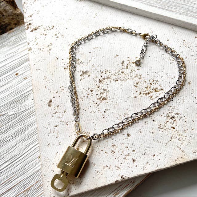 Upcycled Louis Vuitton Lock Necklace - Repurposed LV