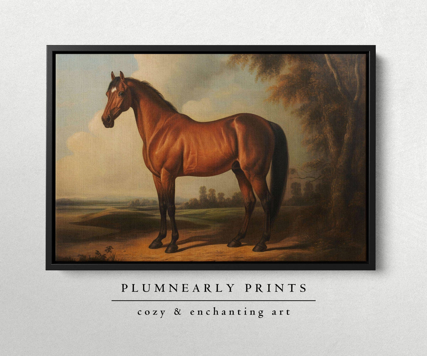 Vintage Horse Portrait Oil Painting Framed Canvas Art 2