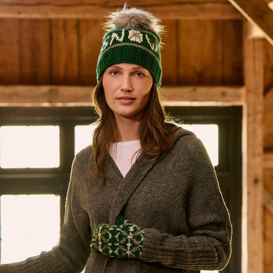 Snow Evergreen Pom Beanie