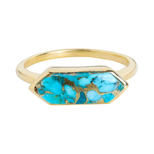 Blue Copper Turquoise HexaGlow Ring