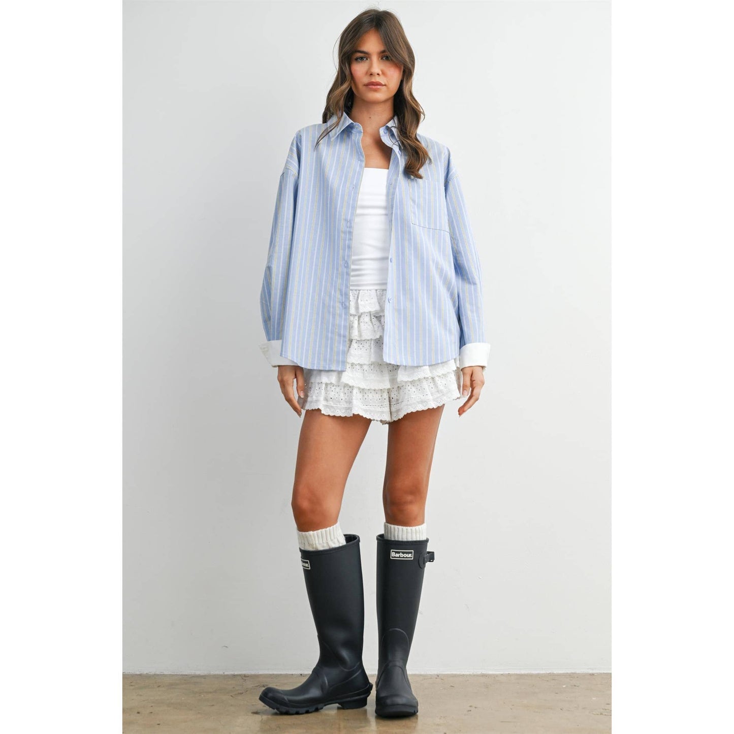Striped Long-Sleeve Button-Up Shirt