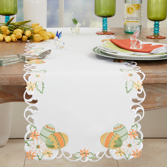 Festive Embroidered Easter Eggs Table Runner