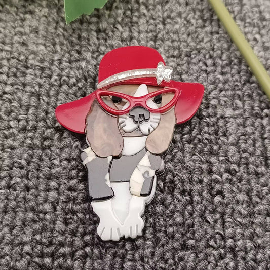 Fashion Dog Acrylic Brooch
