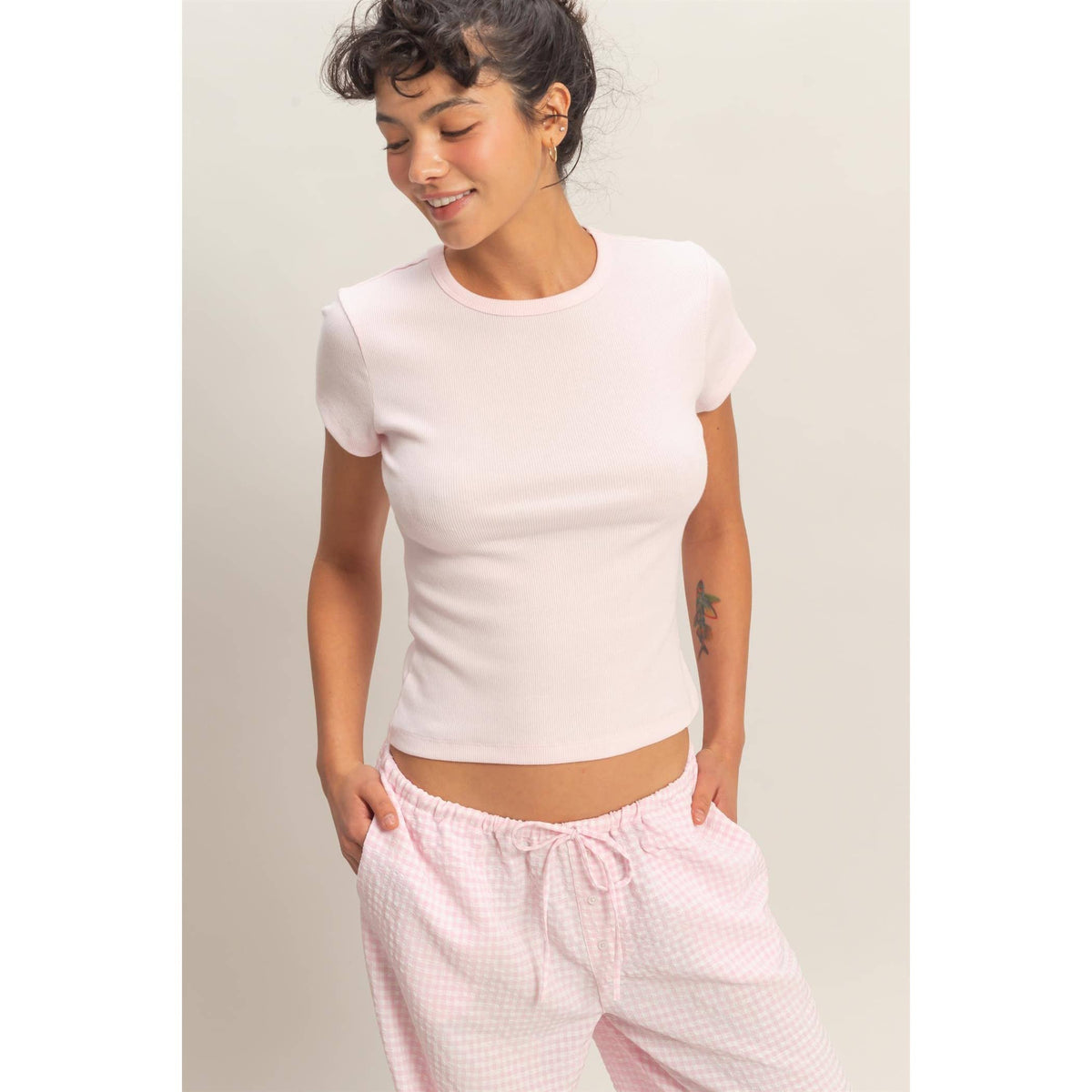 Basic Ribbed Short Sleeve Top