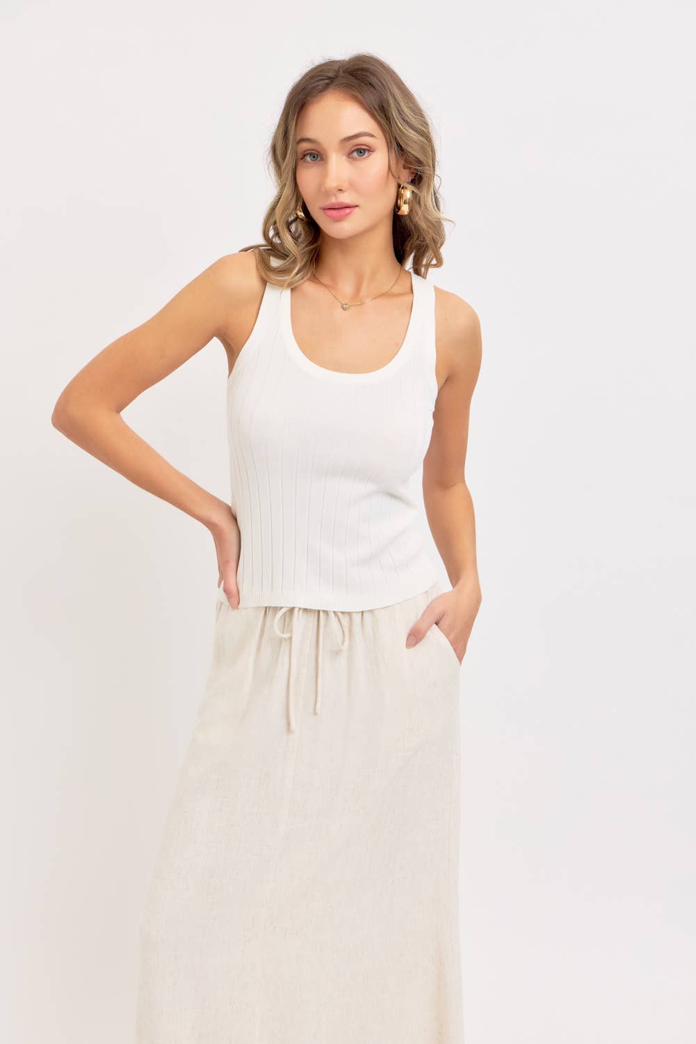 LINEN PULLOVER MAXI SKIRT