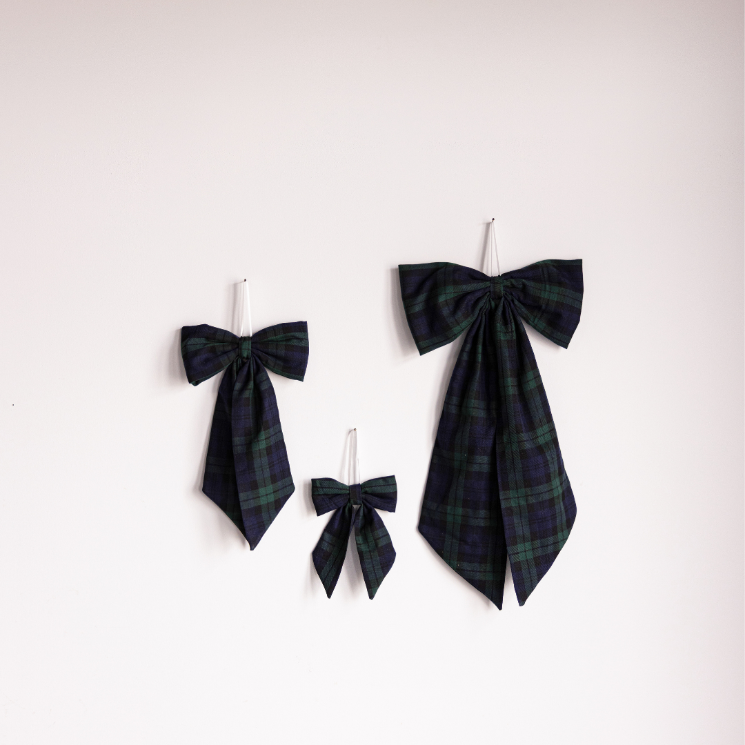 Plaid Green Fabric Bows