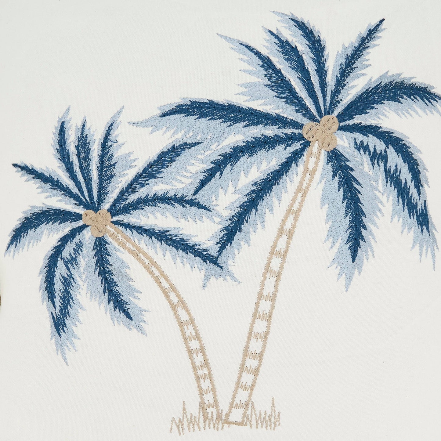 Coastal Embroidered Palm Tree Pillow