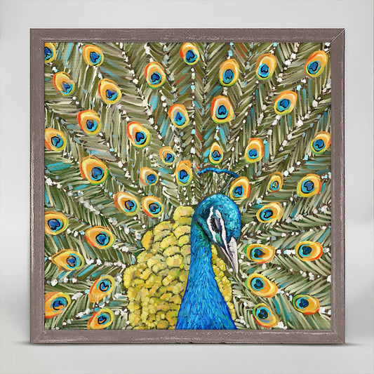 Peaceful Peacock Mini Framed Canvas