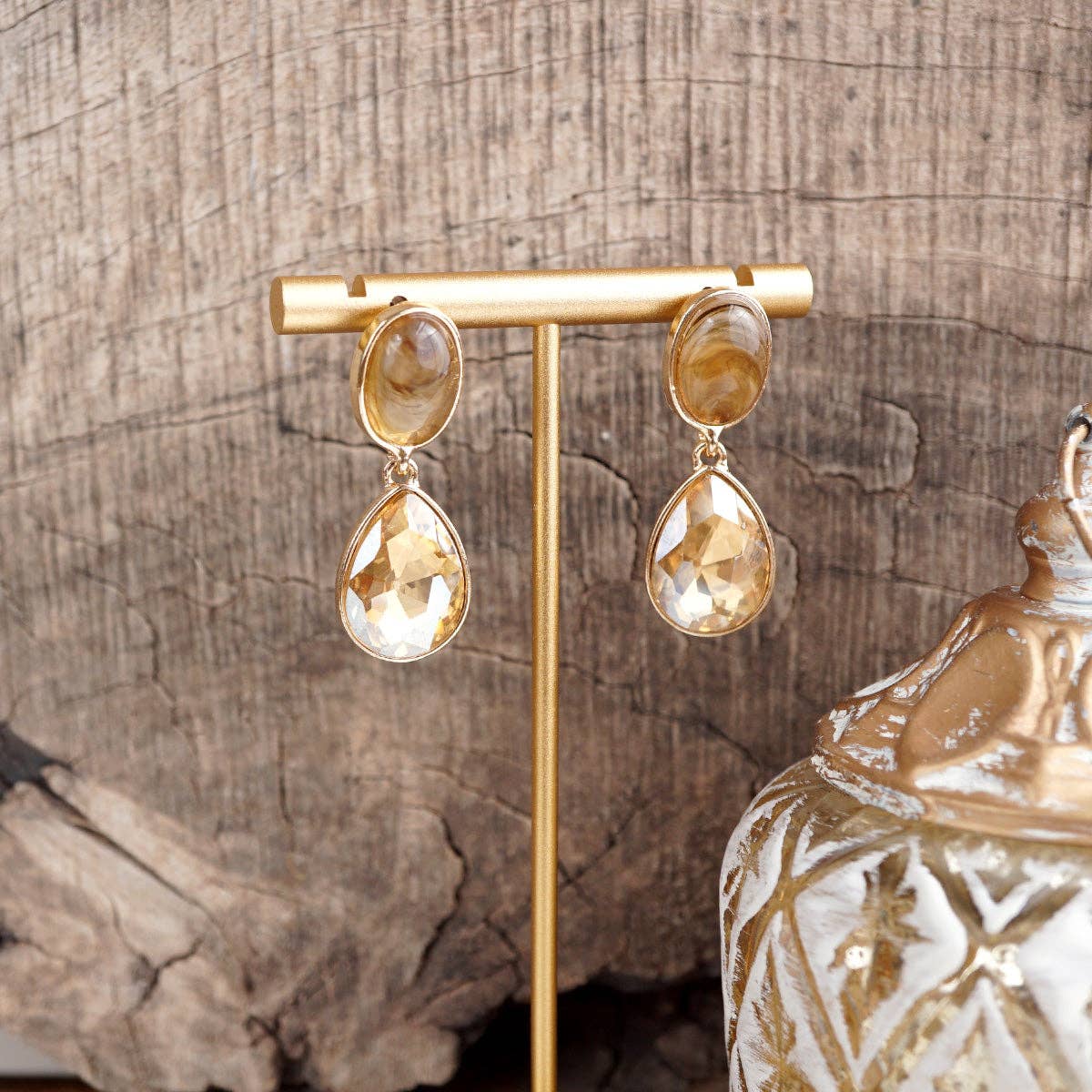 Moonlit Grace – Classic Teardrop Jeweled Statement Earrings