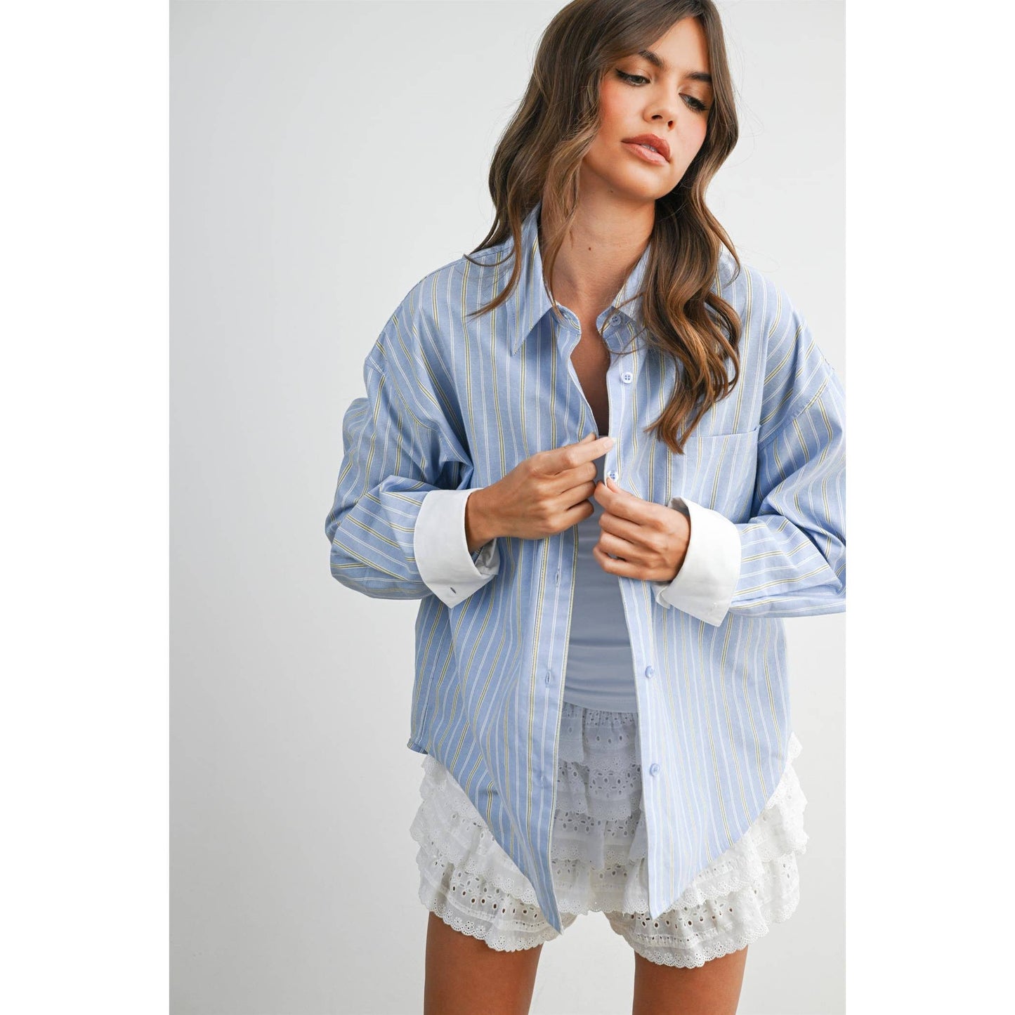 Striped Long-Sleeve Button-Up Shirt