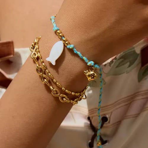 18K Stainless Steel Ocean Charm Bracelet - Waterproof
