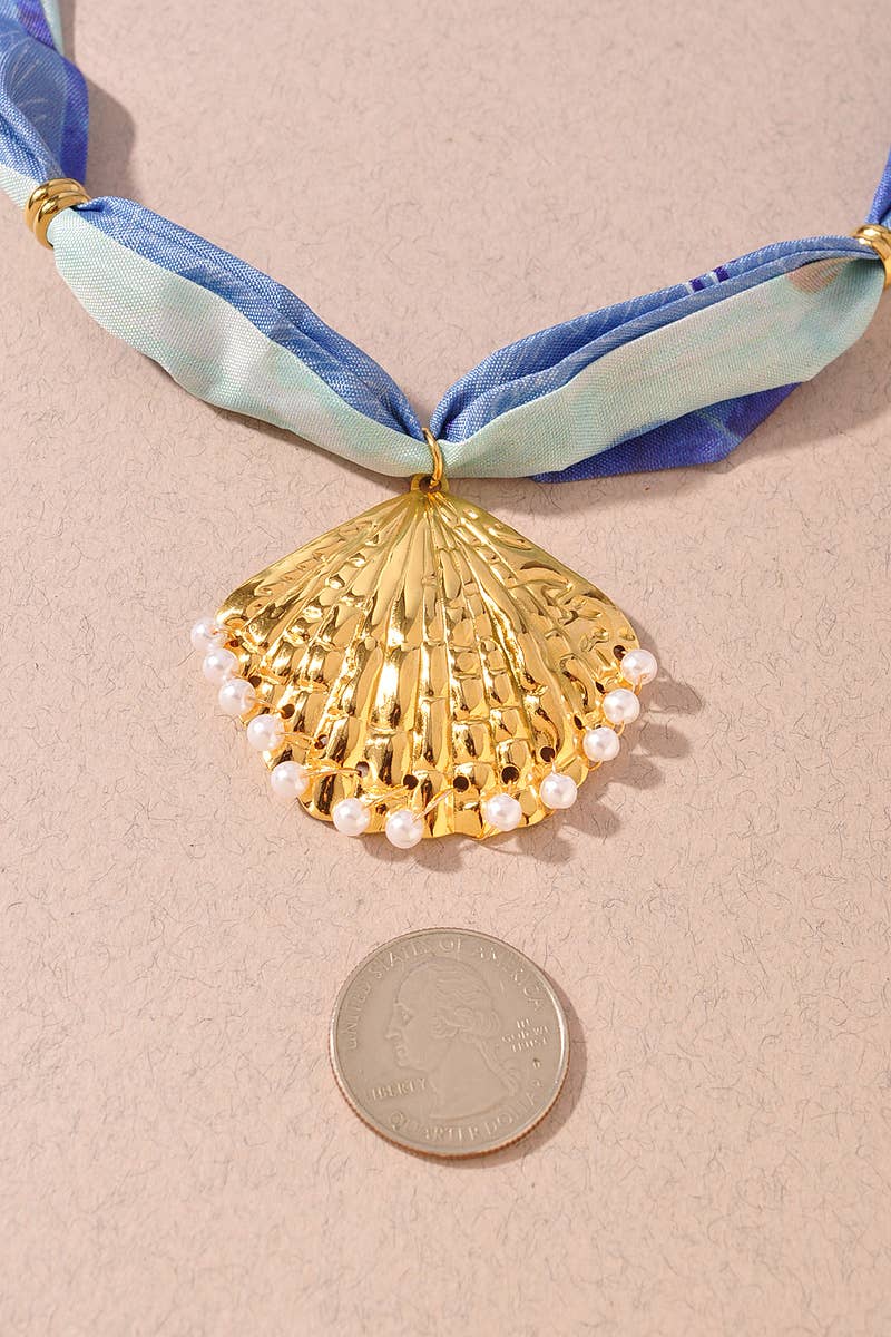 Shell Pendant Scarf Necklace