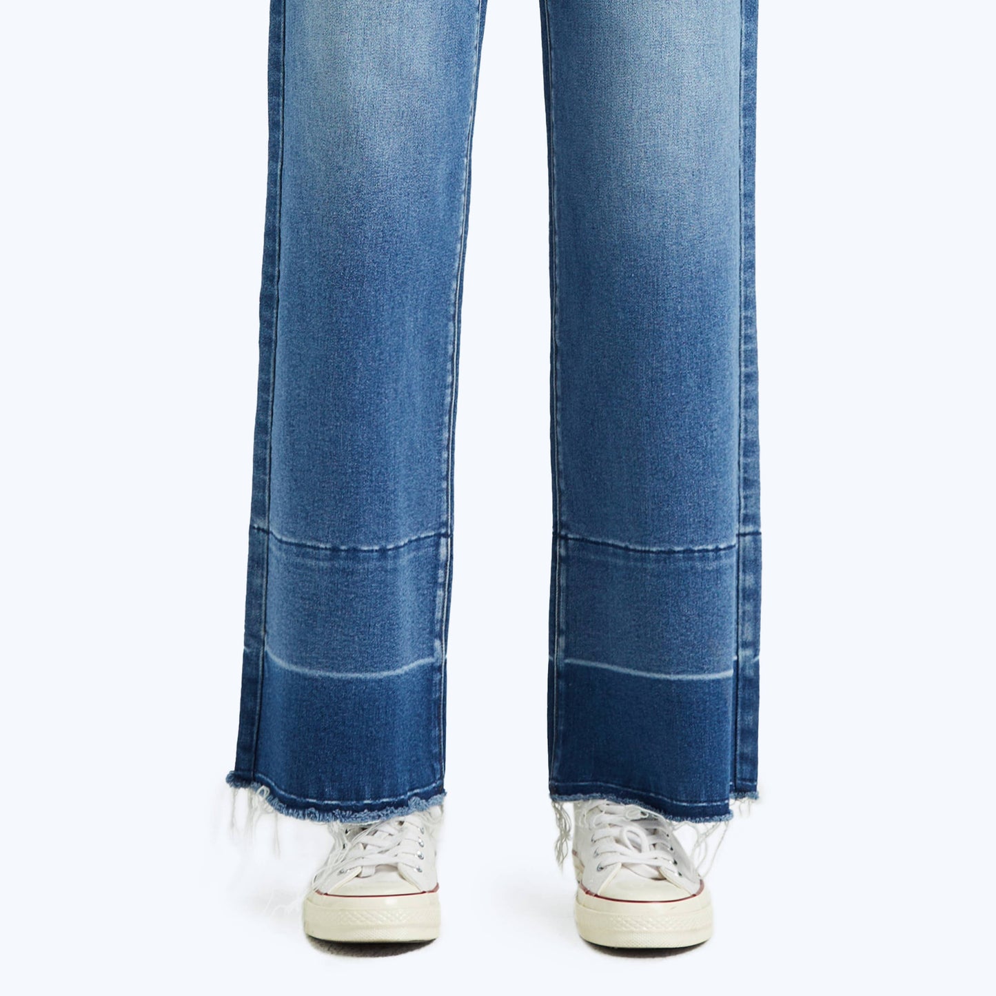 HIGH RISE WIDE LEG JEANS WITH RAW HEM