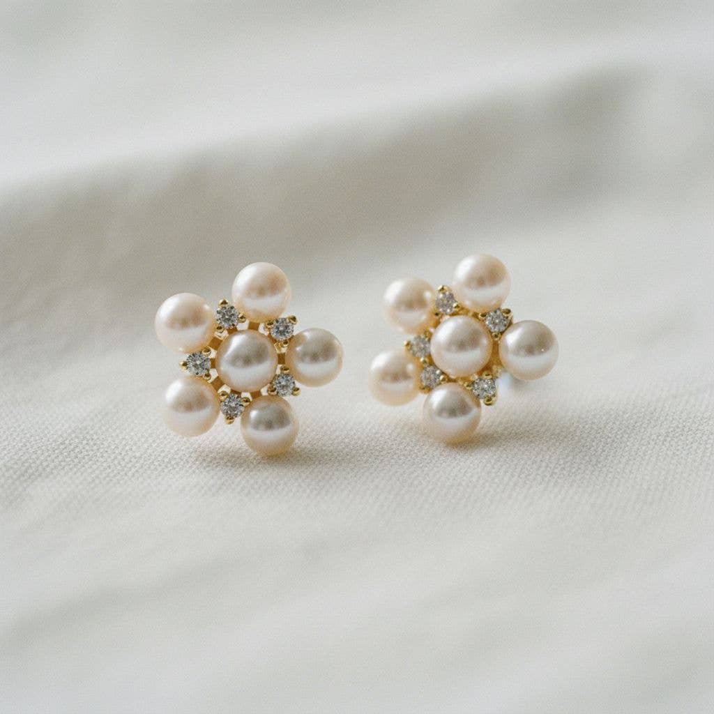 Elegant Floral Gemstone Drop Earrings
