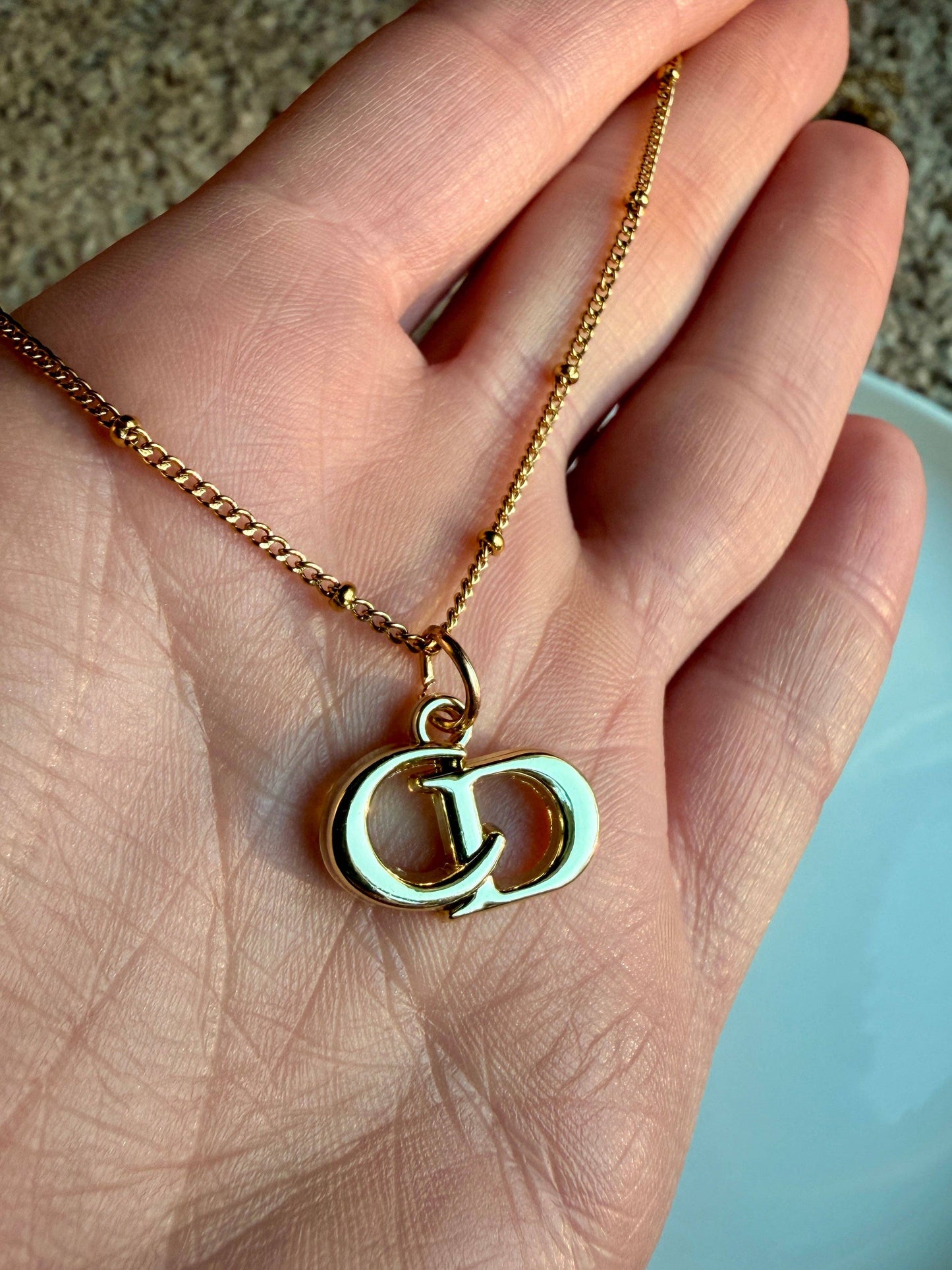 Upcycled Dior Gold Pendant Necklace