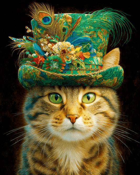 Fancy Fred - Cats in Hats - Art Print - 8"x10" Artwork