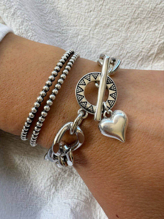 Silver Heart Love Bracelet