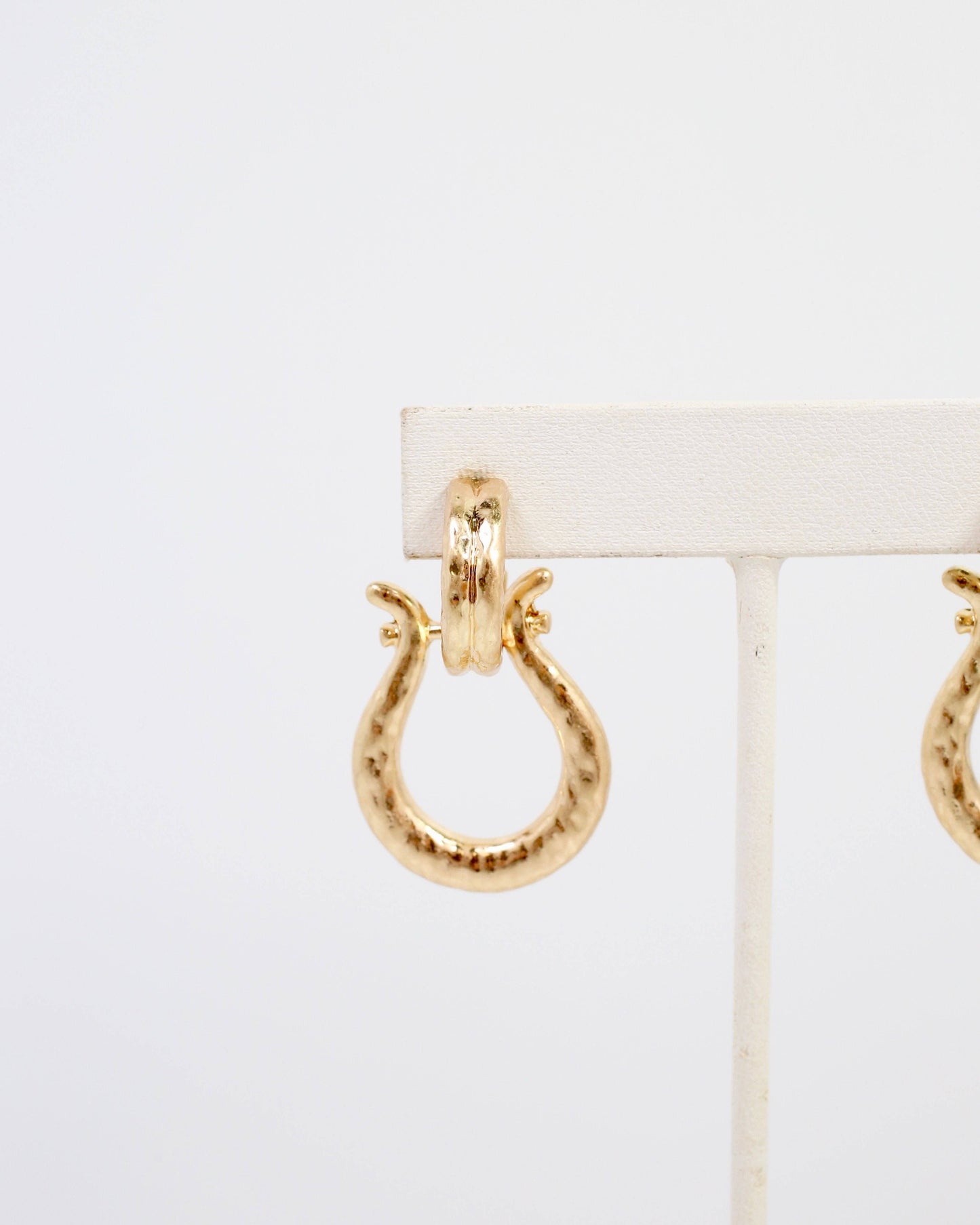 Danville Hammered Horse Bit Earring Worn Gold