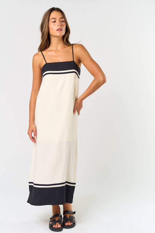 ILD4630 CONTRAST STRIPED MIDI DRESS