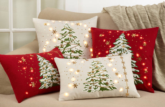 Christmas Tree Throw Pillow With LED Lights