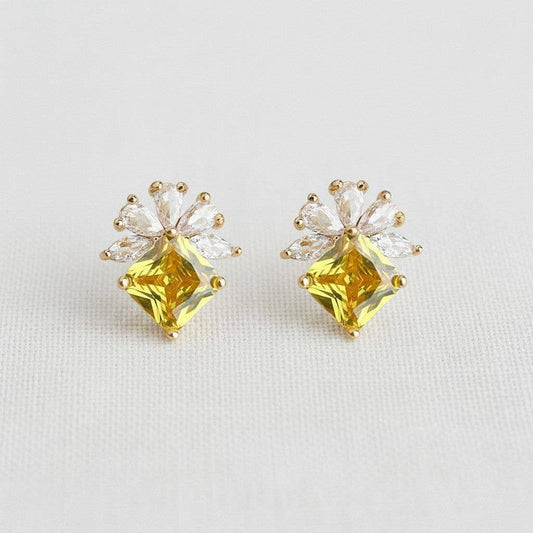 Floral Gemstone Stud Earrings with Elegant Design