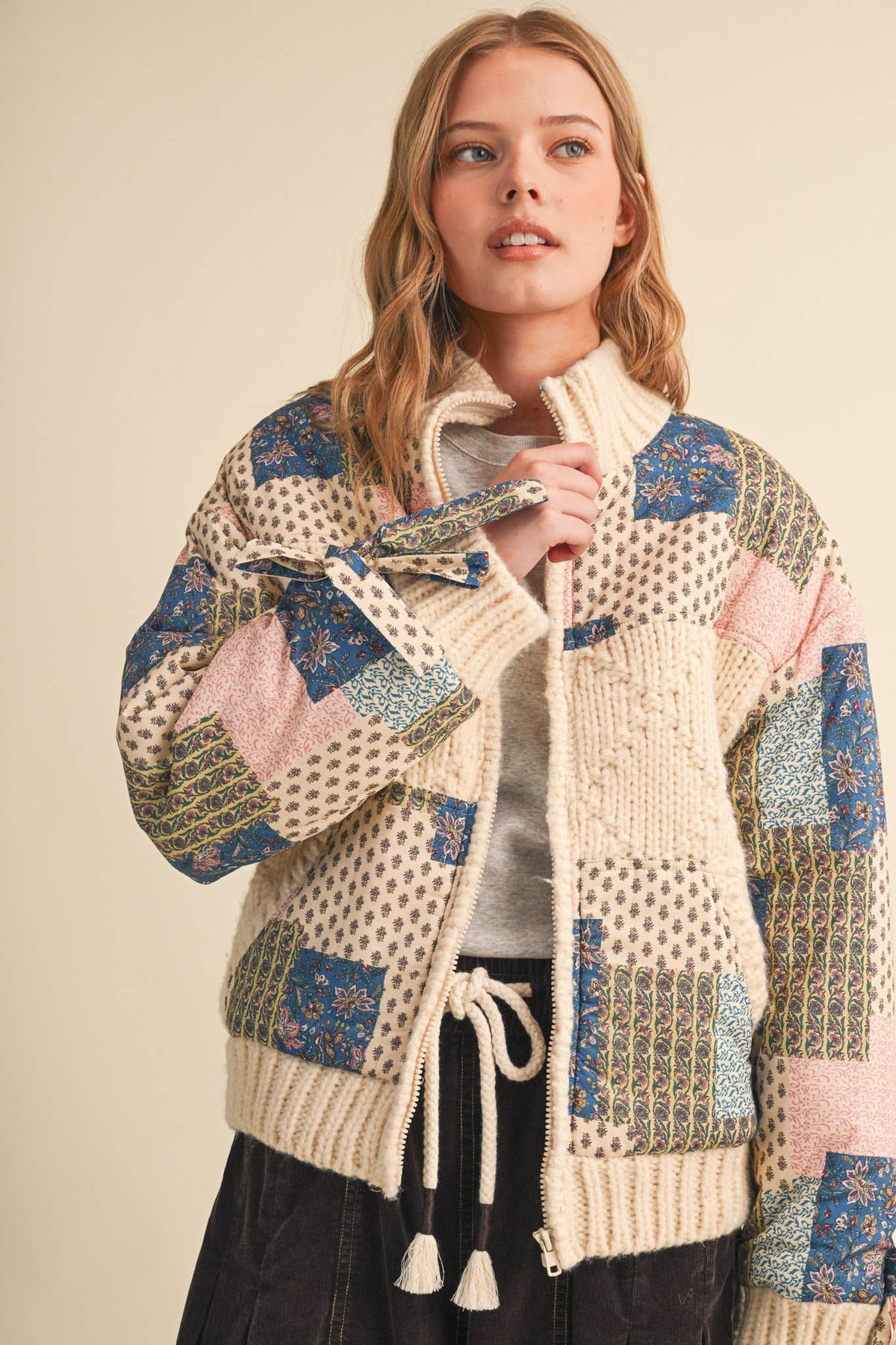 MIXED MEDIA PATCH PRINT JACKET