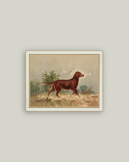 Standing Retriever Framed Antique Art