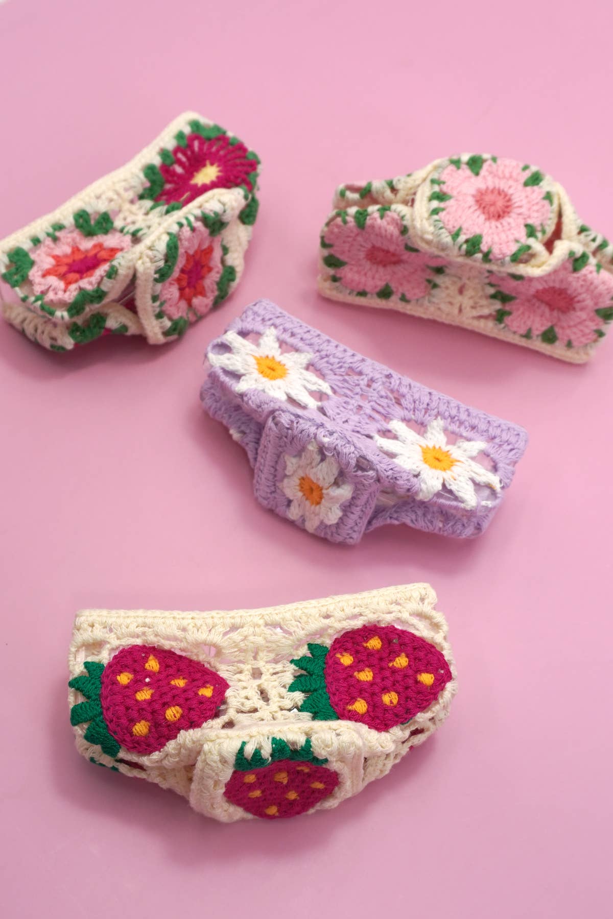 JUMBO HANDMADE CROCHET FLORAL HAIR CLAW CLIPS