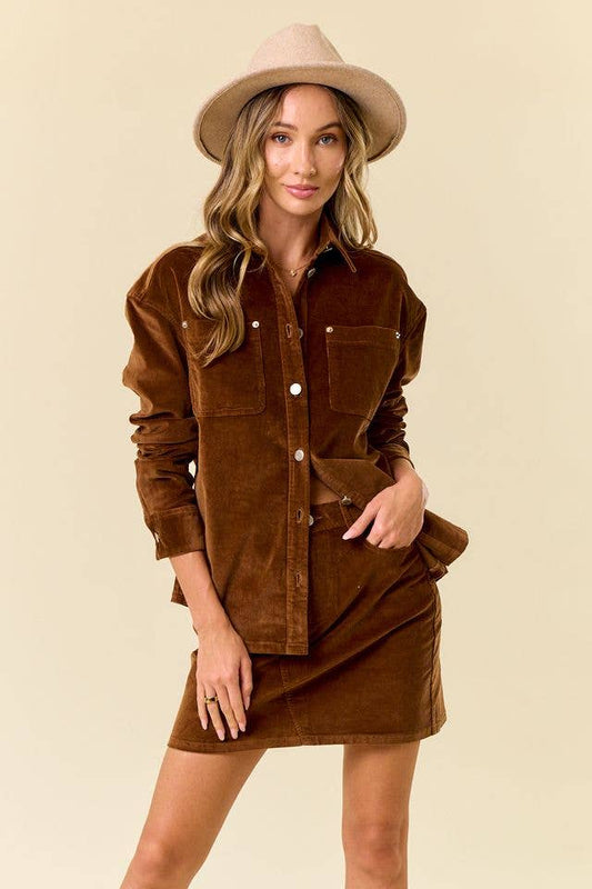 SIS1208A WALNUT CORDUROY MINI SKIRT