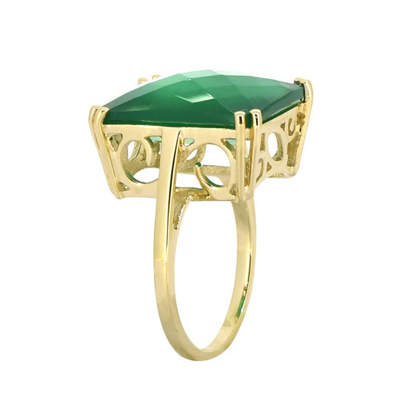 Green Onyx Verde light Crest Ring