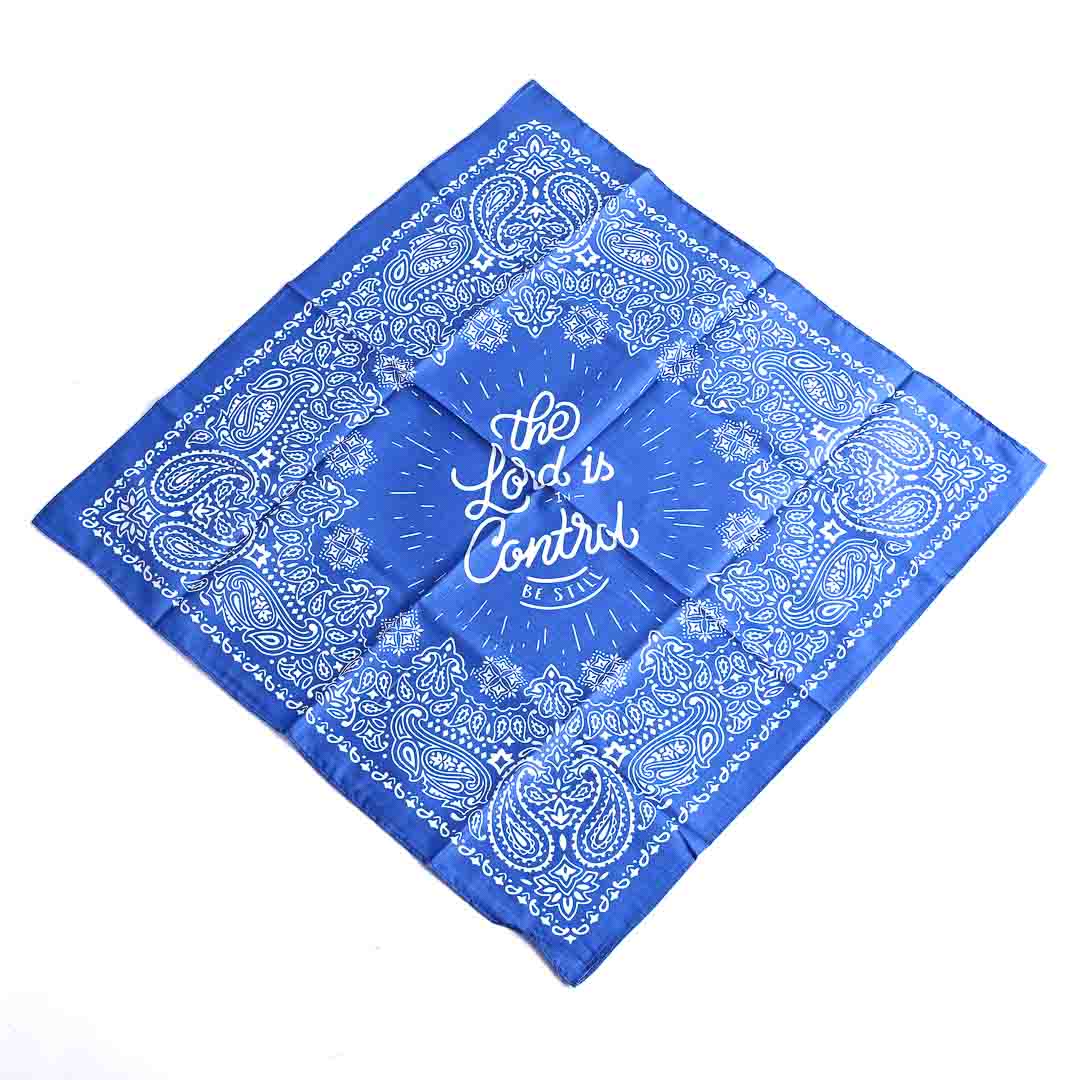 The Lord Is In Control Blue Bandana